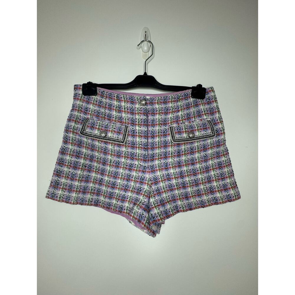 ￼Veronica Beard Inara Plaid Tweed Shorts, Light Violet, Women’s size 10 - Picture 2 of 5